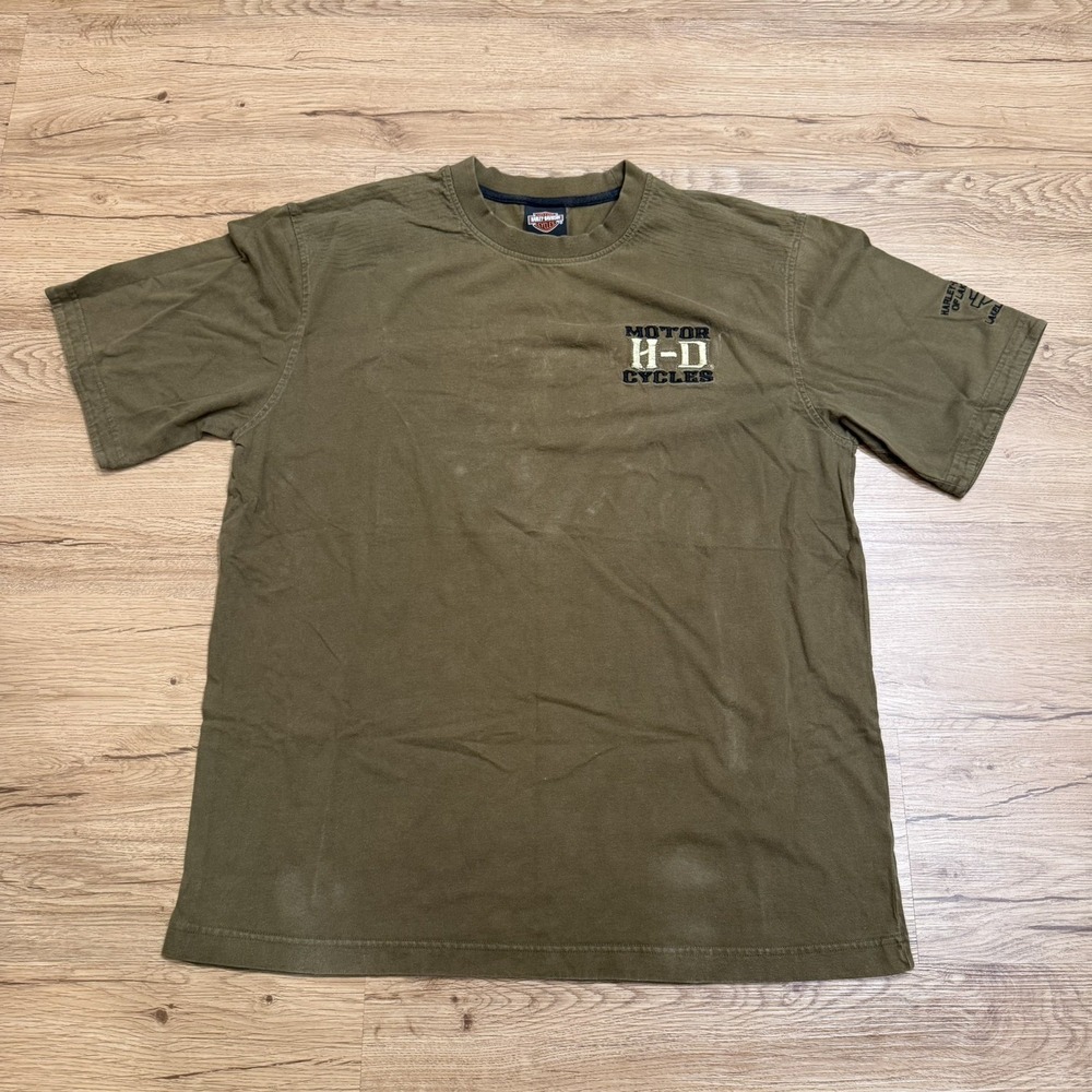 Harley-Davidson Lakeland Florida Green T Shirt Size‎ Large Embroidered